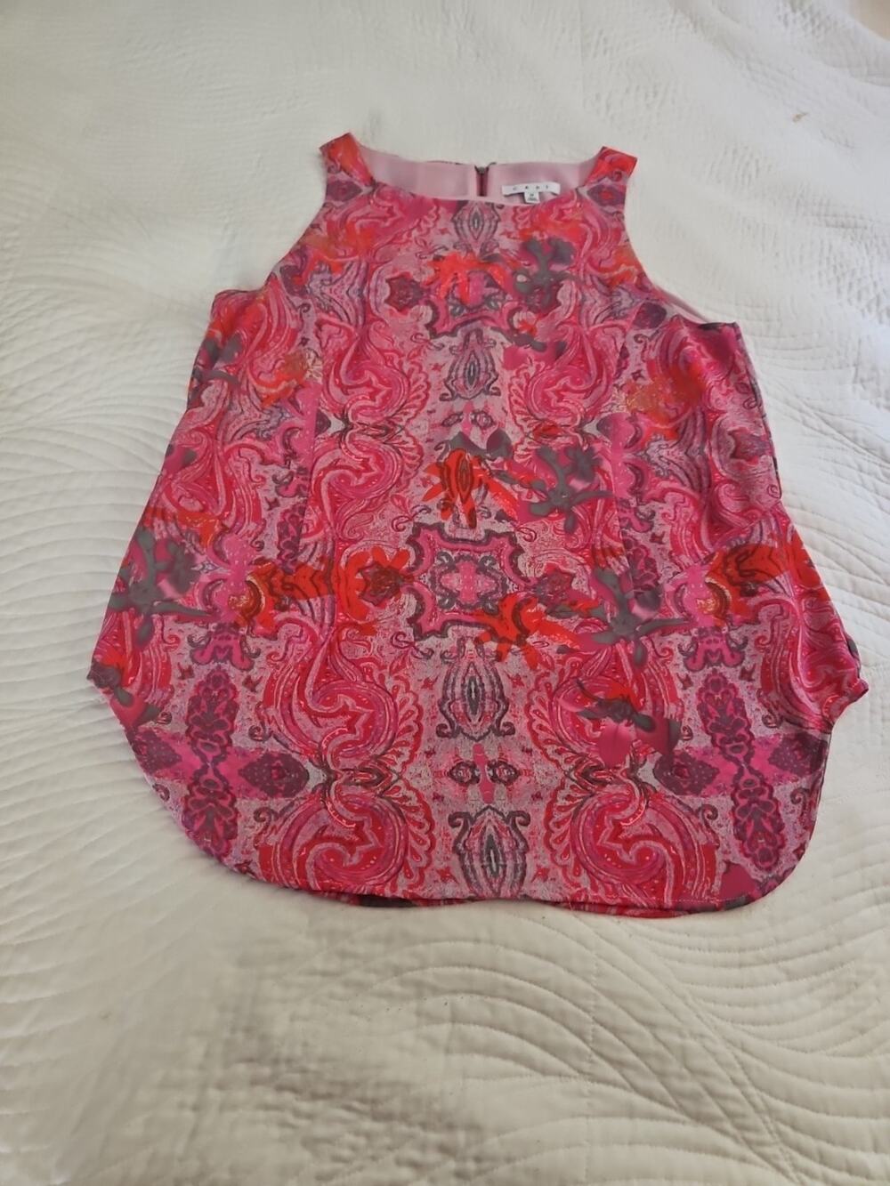 Cabi Tank Top Womens Sz Med Orange Pink Gray Lined